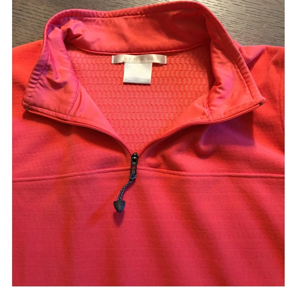 Nike Golf Therma-FIT Quarter Zip Pullover Coral Pink Womens Large Fleece Top